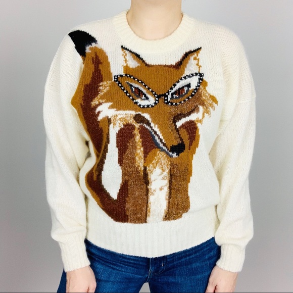 Vintage Sweaters - VINTAGE Krizia Maglia Fox Sweater 44 M Novelty